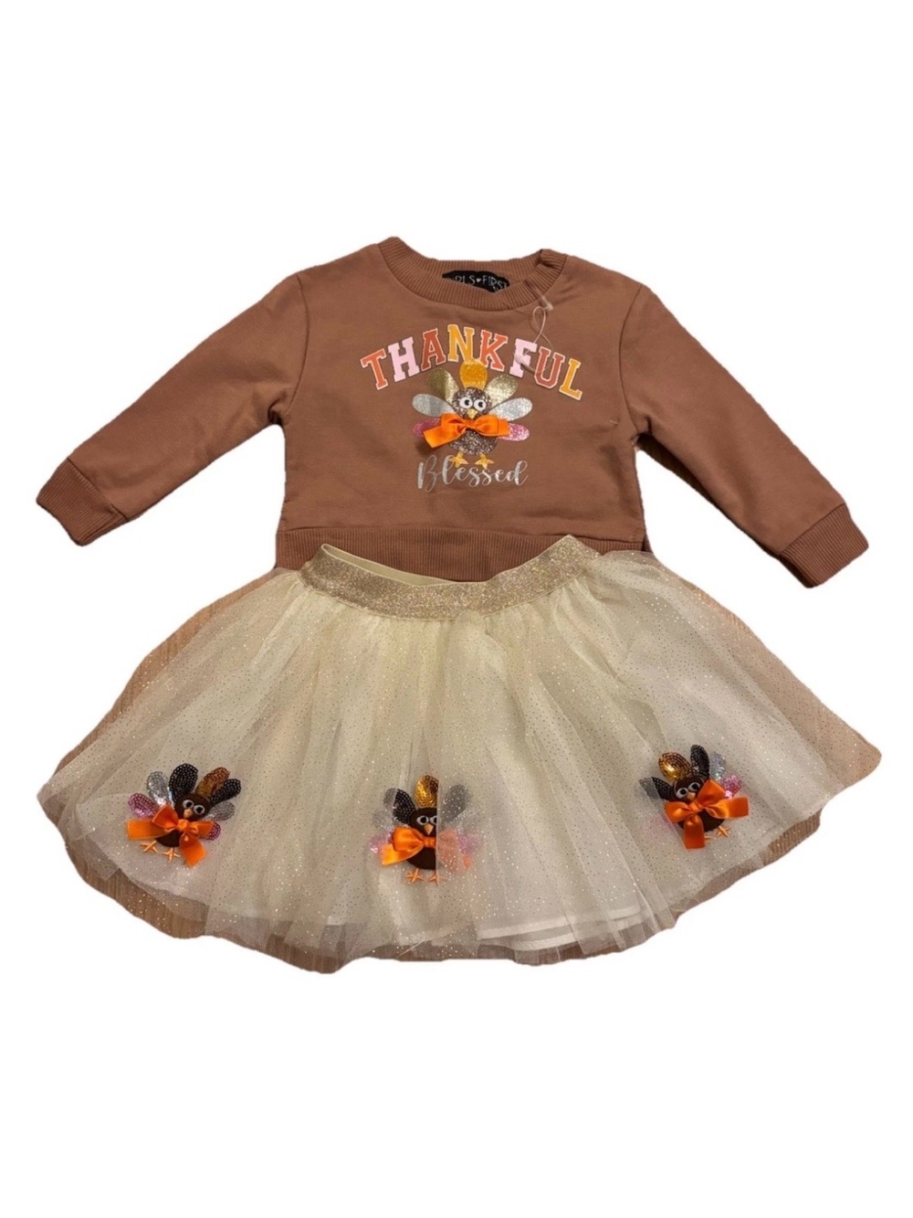 Girls First Baby Girls 2-Piece Thanksgiving Skirt Set W/ Hair  Barrette - 18M